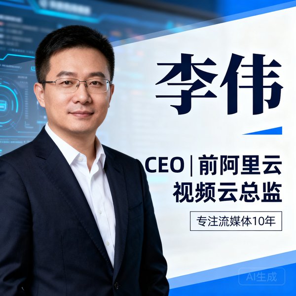 李伟，CEO，前阿里云视频云总监，专注流媒体10年